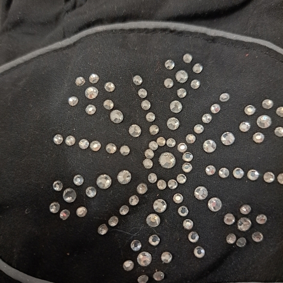 NWT Black Skiing Gloves With Rhinestones  Size XL - Picture 2 of 6